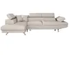LOUNGITUDE Canapé d'angle gauche convertible en tissu - Beige - Pieds métal