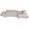 LOUNGITUDE Canapé d'angle droit convertible en tissu - Beige - Pieds métal