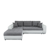 LOUNGITUDE Canapé d'angle gauche Convertible en Simili et Microfibre - Blanc/Gris