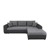 LOUNGITUDE Canapé d'angle droit Convertible en Simili et Microfibre - Gris / Noir