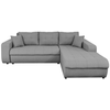 LOUNGITUDE Canapé d'angle suzie convertible en tissu - angle droit, gris clair