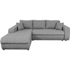 LOUNGITUDE Canapé d'Angle SUZIE Convertible en Tissu - Angle Gauche, Gris clair