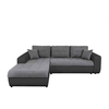 LOUNGITUDE Canapé d'angle gauche Convertible en Simili et Microfibre - Gris/Noir