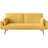LOUNGITUDE Canapé droit scandinave ELGA convertible 3 places en tissu - Jaune