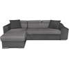LOUNGITUDE Canapé d'Angle Convertible en Microfibre et Simili avec poufs - Gris