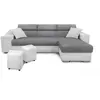 LOUNGITUDE Canapé d'angle gauche microfibre/simili avec poufs - Blanc/Gris