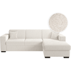 LOUNGITUDE Canapé d'angle droit convertible et coffre en tissu bouclette - Blanc
