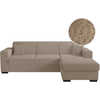LOUNGITUDE Canapé d'angle FUJI XL convertible avec coffre en tissu bouclette - Angle droit - Taupe