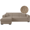 LOUNGITUDE Canapé d'angle FUJI XL convertible avec coffre en tissu bouclette - Angle gauche - Taupe