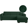 LOUNGITUDE Canapé d'angle droit convertible et coffre en tissu bouclette - Vert