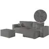LOUNGITUDE Canapé d'angle réversible avec pouf en tissu bouclette - Gris