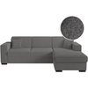 LOUNGITUDE Canapé d'angle FUJI XL convertible avec coffre en tissu bouclette - Angle droit - Gris