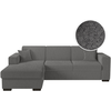 LOUNGITUDE Canapé d'angle FUJI XL convertible avec coffre en tissu bouclette - Angle gauche - Gris