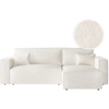 LOUNGITUDE Canapé d'angle convertible réversible en tissu bouclette - Blanc