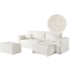 LOUNGITUDE Canapé d'angle réversible avec pouf en tissu bouclette - Blanc