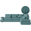 LOUNGITUDE - Canapé d'angle rév Convertible Velours cotelé Bleu Clair
