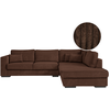 LOUNGITUDE Canapé d'angle XXL 6 places en velours côtelé - Angle droit - Marron