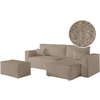 LOUNGITUDE PACK - CLARISSE - Canapé d'angle convertible réversible avec pouf en tissu bouclette - Taupe