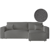 LOUNGITUDE CLARISSE - Canapé d'angle convertible réversible avec coffre en tissu bouclette - Gris