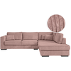 LOUNGITUDE Canapé d'angle XXL 6 places en velours côtelé - Angle droit - Rose