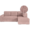 LOUNGITUDE Canapé d'angle droit convertible avec coffre en velours côtelé - Rose