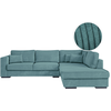 LOUNGITUDE Canapé d'angle droit XXL 6 places en velours côtelé - Bleu clair