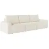LOUNGITUDE Canapé droit fixe 3 places en tissu Beige