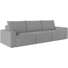 LOUNGITUDE Canapé droit fixe 3 places ROMANE en tissu Easy Clean antitache - Gris