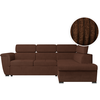 LOUNGITUDE Canapé d'angle droit convertible avec coffre en velours côtelé marron
