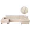 LOUNGITUDE Canapé panoramique convertible avec 2 coffres en velours côtelé beige