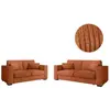 LOUNGITUDE Ensemble canapés 2 places et 3 places en velours côtelé - Terracotta