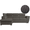 LOUNGITUDE Canapé d'angle PAOLA convertible avec coffre en velours côtelé - Angle gauche - Gris