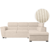 LOUNGITUDE Canapé d'angle droit convertible avec coffre en velours côtelé beige