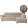 LOUNGITUDE Canapé d'angle droit convertible avec coffre en velours côtelé taupe
