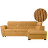 LOUNGITUDE Canapé d'angle droit convertible avec coffre en velours côtelé jaune