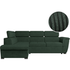 LOUNGITUDE Canapé d'angle PAOLA convertible avec coffre en velours côtelé - Angle gauche - Vert foncé