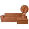 LOUNGITUDE Canapé d'angle droit convertible en velours côtelé terracotta