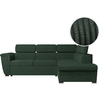 LOUNGITUDE Canapé d'angle droit convertible en velours côtelé vert foncé