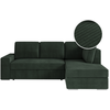 LOUNGITUDE Canapé d'angle droit convertible en velours côtelé - Vert foncé