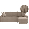 LOUNGITUDE Canapé d'angle convertible coffre marron en velours côtelé - Taupe