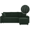LOUNGITUDE Canapé d'angle convertible coffre marron en velours côtelé - Vert