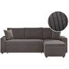 LOUNGITUDE Canapé d'angle convertible coffre marron en velours côtelé - Gris