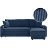 LOUNGITUDE Canapé d'angle convertible coffre marron en velours côtelé - Bleu