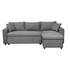 LOUNGITUDE Canapé d'angle 4 places Convertible et Réversible MARIA avec Coffre en microfibre - Gris