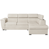 LOUNGITUDE Canapé d'angle droit convertible, tissu beige - méridienne 188cm