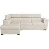 LOUNGITUDE Canapé d'angle gauche convertible, tissu beige - méridienne 188cm