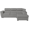 LOUNGITUDE Canapé d'angle droit convertible, tissu gris clair - méridienne 188cm
