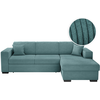LOUNGITUDE Canapé d'angle droit convertible en velours côtelé - Bleu clair