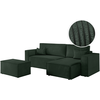 LOUNGITUDE PACK - CLARISSE - Canapé d'angle convertible réversible avec pouf en velours côtelé - Jaune