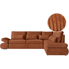 LOUNGITUDE Canapé d'angle réversible convertible en velours côtelé - Terracotta